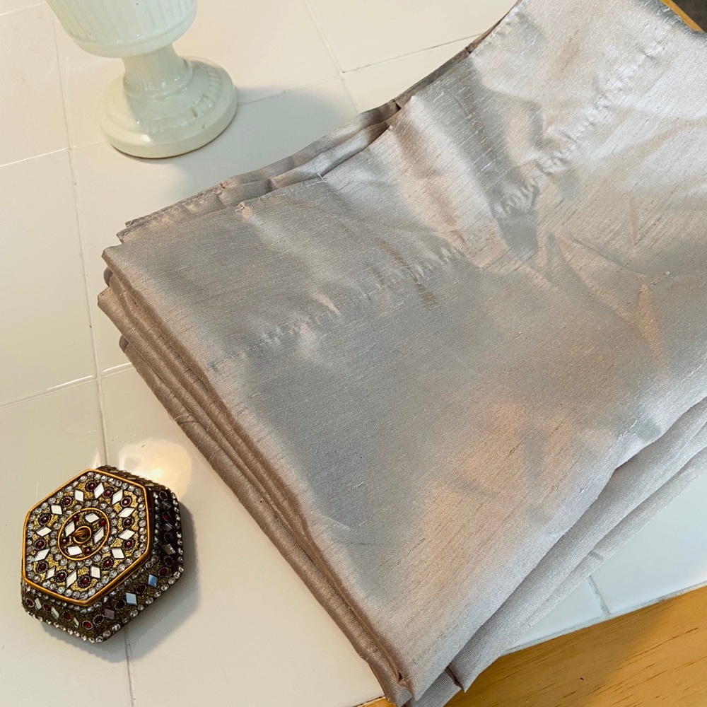 4  Gray Silk Valances -17”
